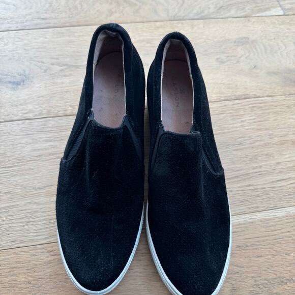 Nordstrom Caslon Allie Black Suede Wedge Slip On Sneaker size 7.5 - Picture 5 of 10